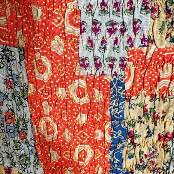Gigio / Patchwork Print Floral Top / Boho Patchwork Ruching throughout Sz Small - Picture 5 of 12